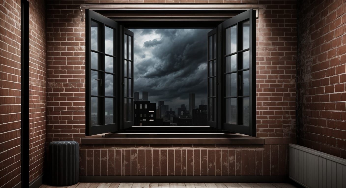 Dramatic Storm Clouds Seen Through Barred Window