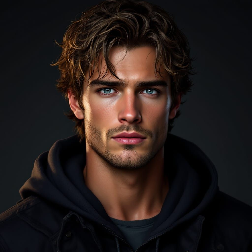 Realistic Portrait of a Confident Young Man