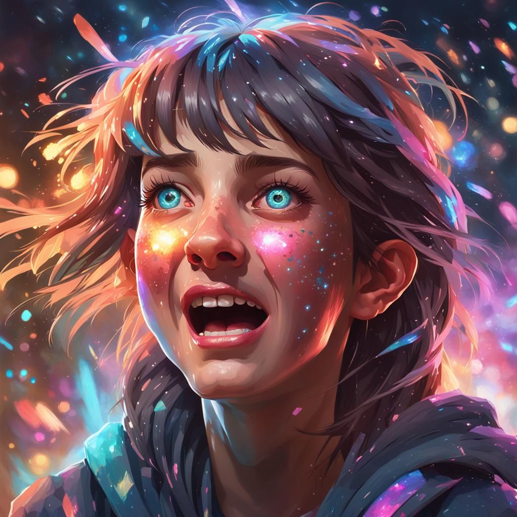 Girl with Sparkle Eyes in Art Nouveau Style