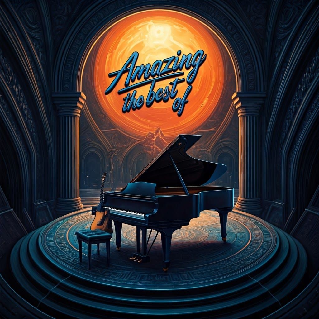 Surreal Record Sleeve with Piano and Guitar