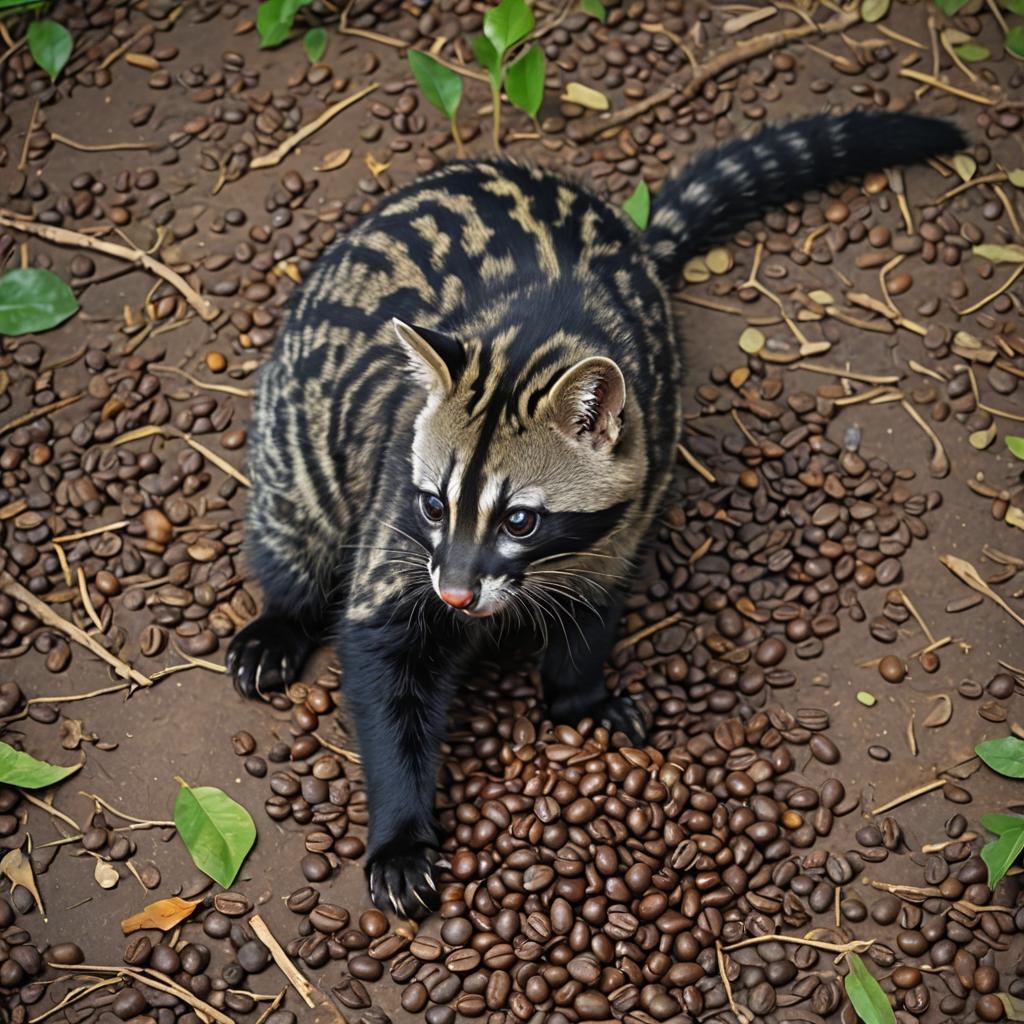 Civet Cat Enjoying Coffee Beans
