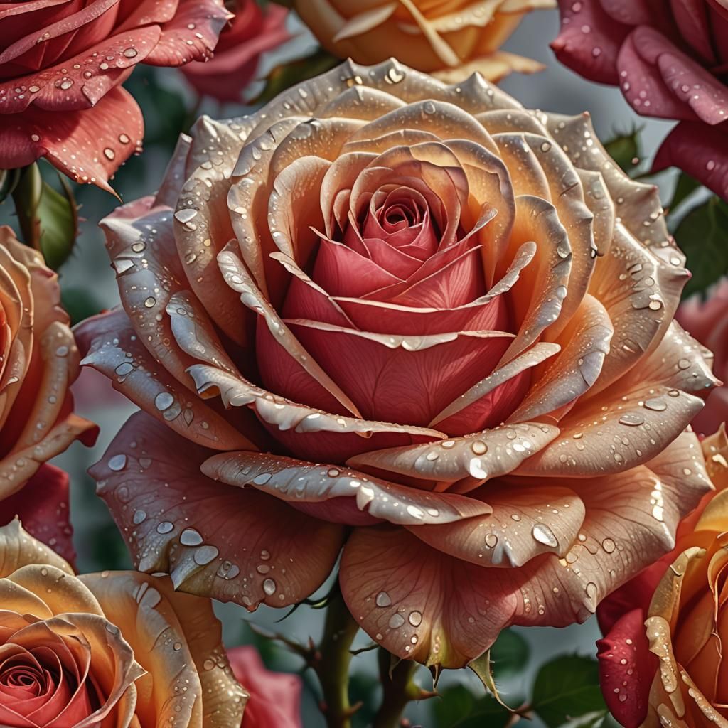 Red Rose Navigated Through Fingertips: Vivid Digital Art