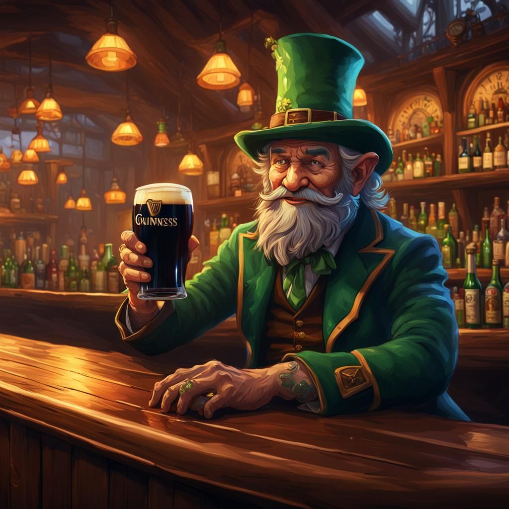 Leprechaun at a Bar: Splash Art Concept