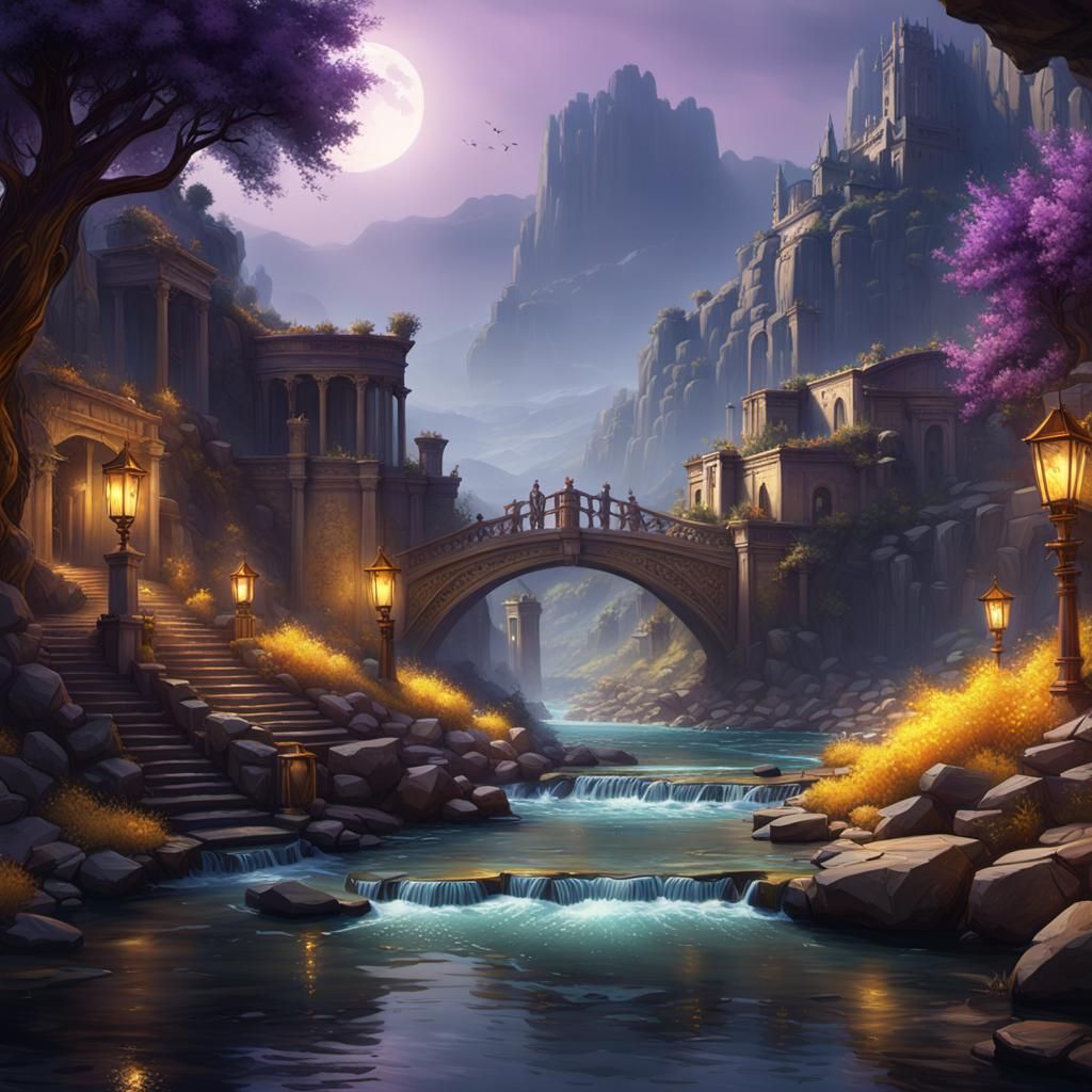 River Styx Dark Fantasy Concept Art in 8k