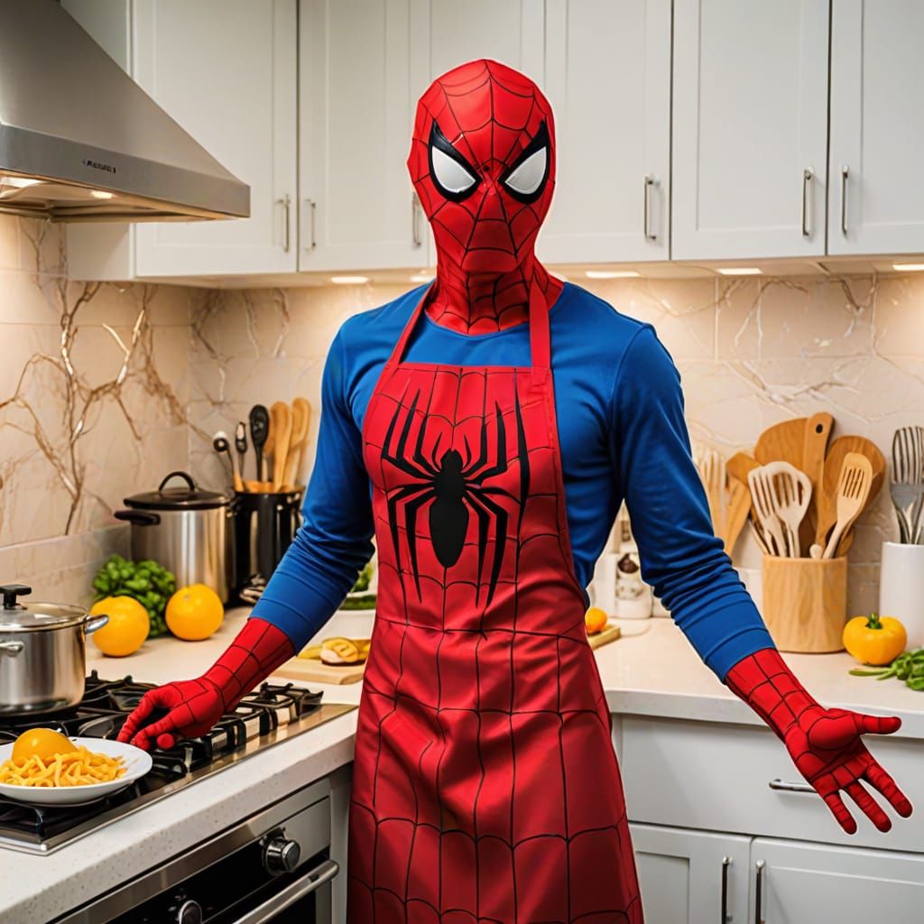 Spiderman in a Kitchen Apron