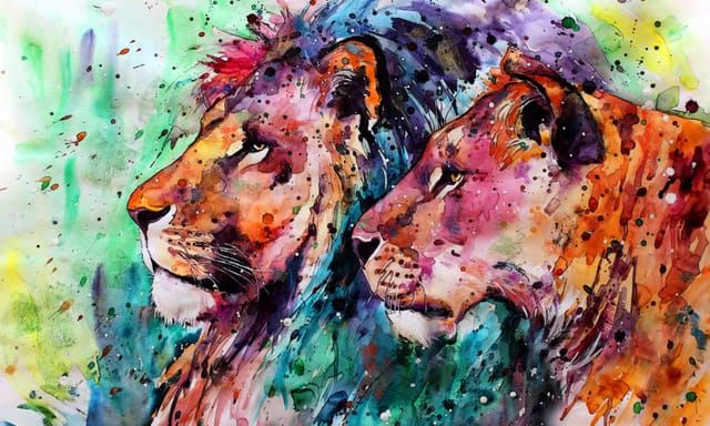 Watercolor Lion Art