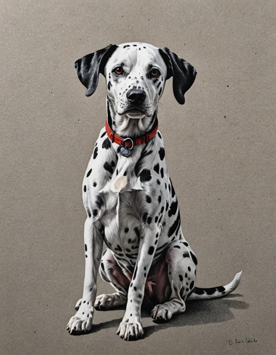 Pointillist Dalmatian Drawing: A Digital Rendition