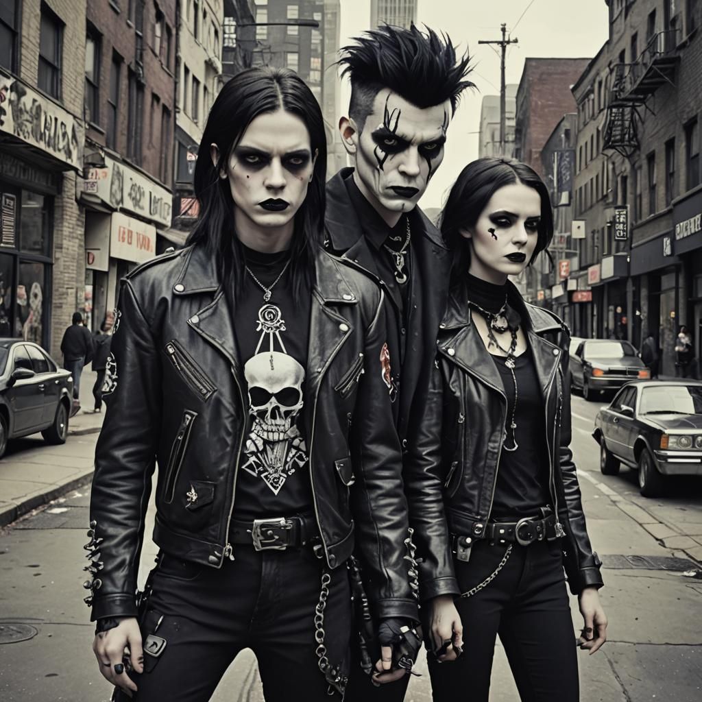 Raygun Gothic Cityscape with Rebellious Figures