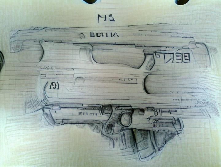 M92 Beretta: Realistic Pencil Sketch