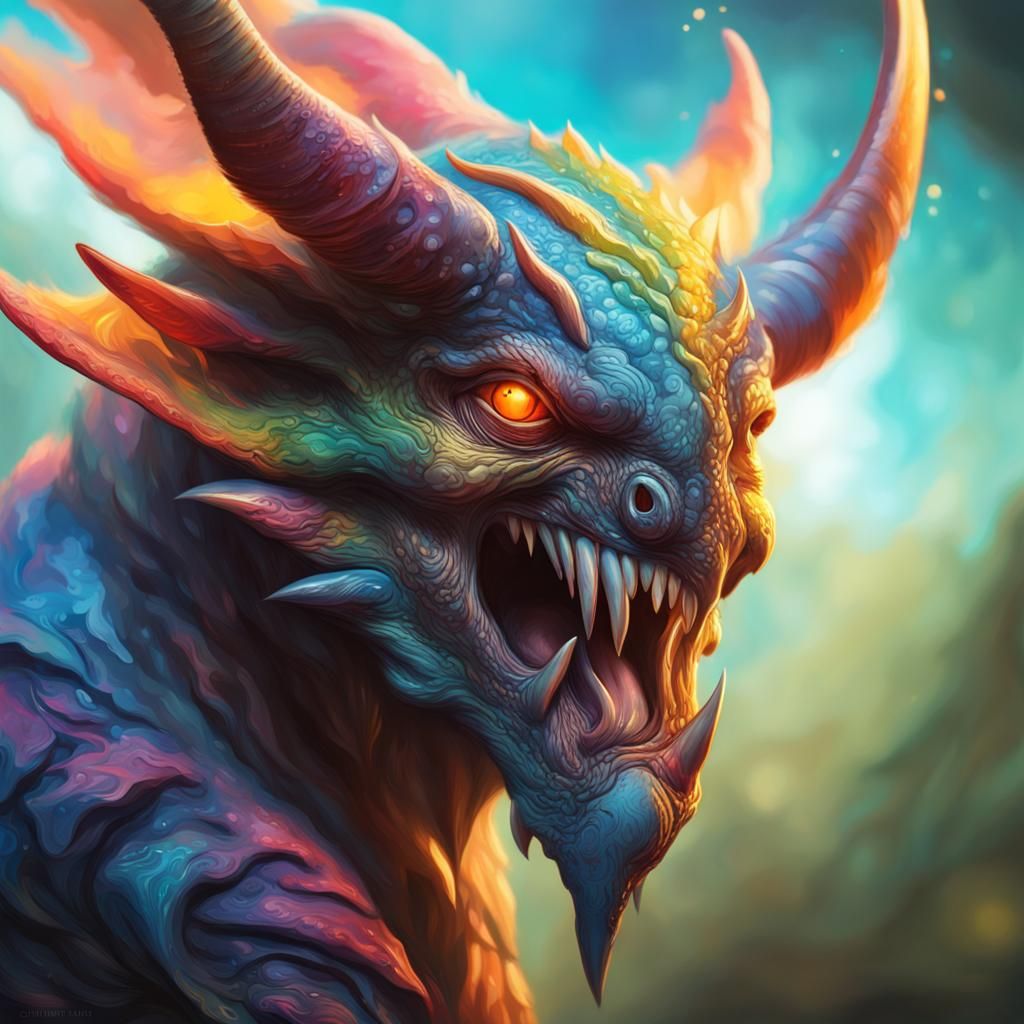 Detailed Fantasy Creature in Splash Art Style