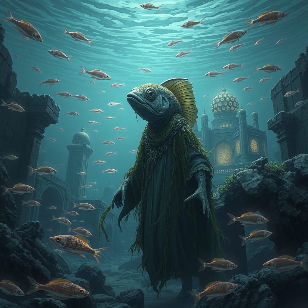 Sunken City Explorer in Romantic Mysticism Style