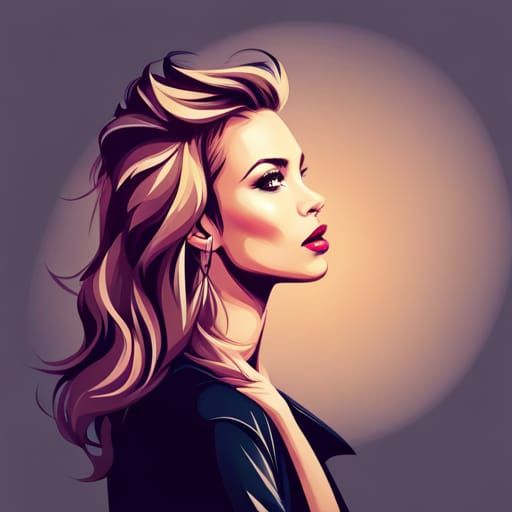 Vector Art Grunge Style Portrait of a Model