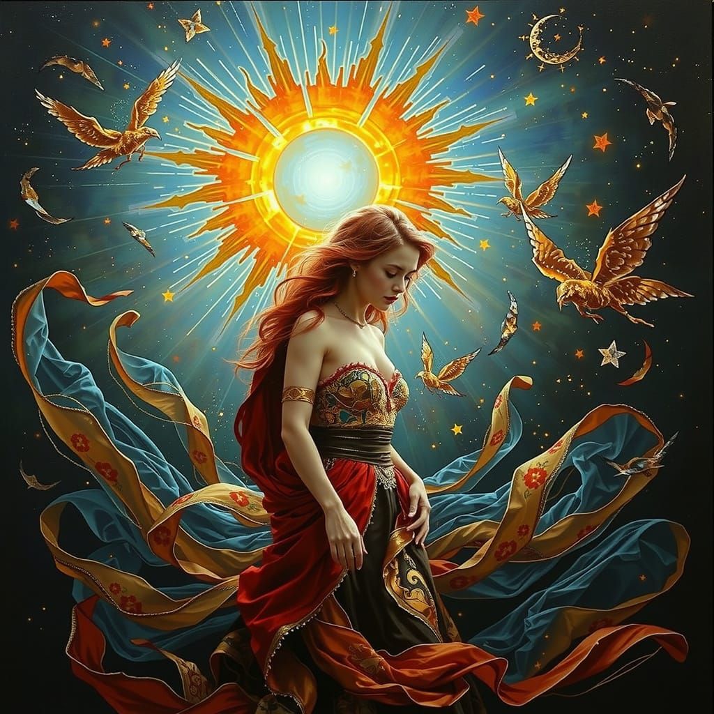 Divine Femininity Celestial Vision with Golden Halo