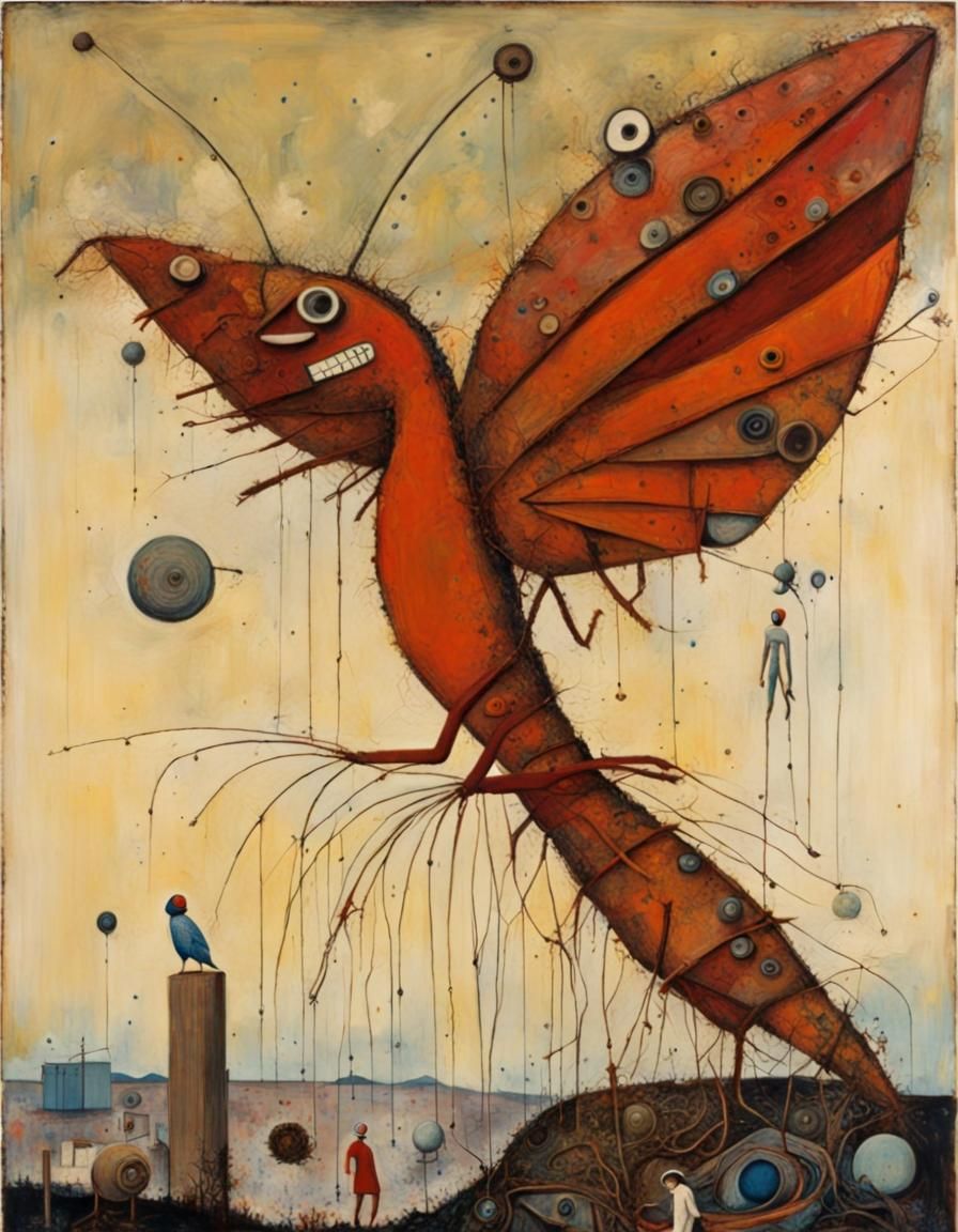 Surreal Decay: Abstract Painting of Internal Anatomy