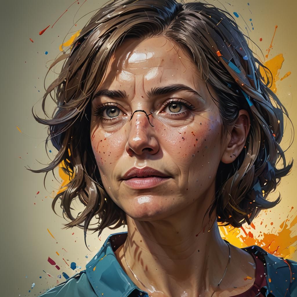 Hyperrealistic Teacher Portrait in Splash Art Style