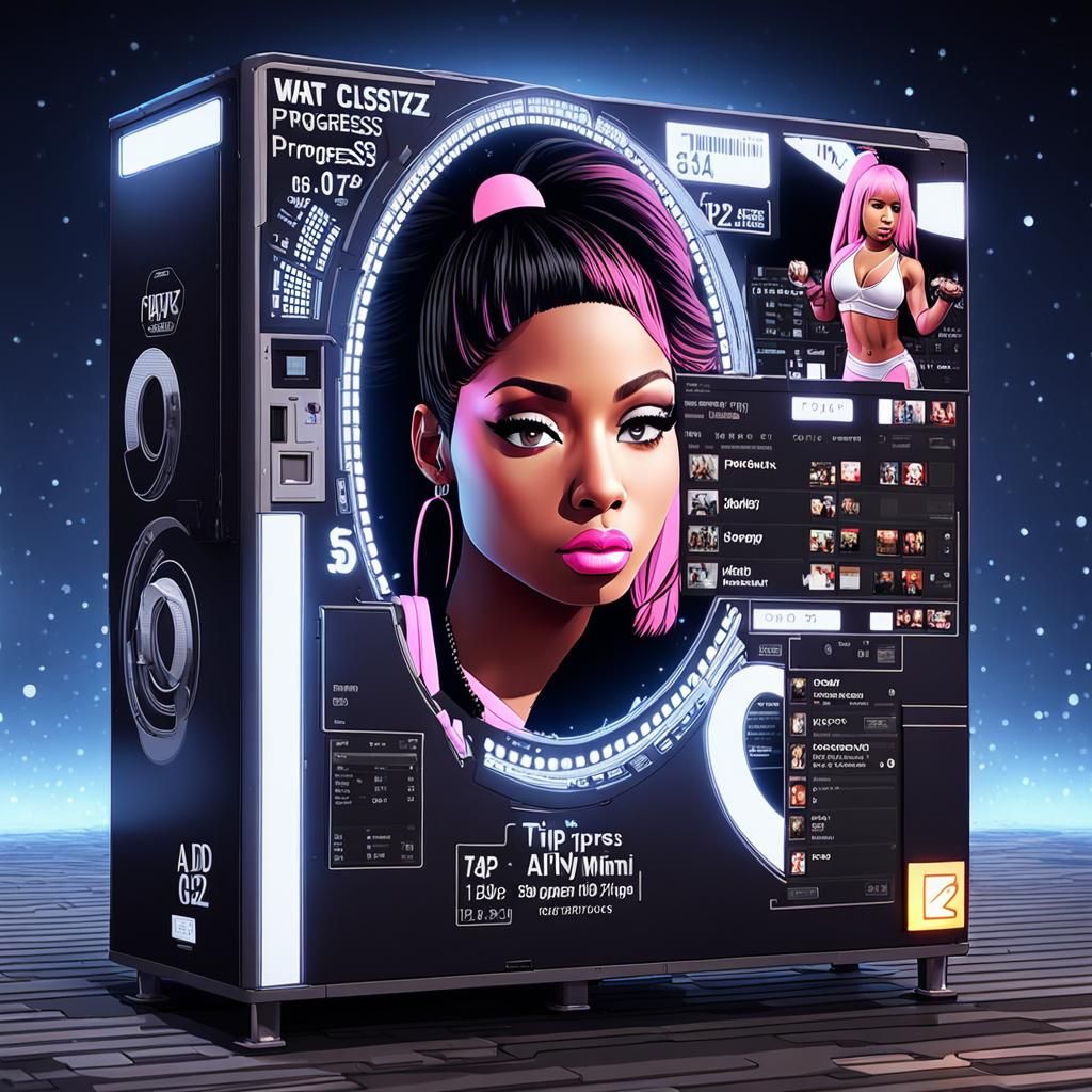 Nicki Minaj in Pink Shorts at a Crowded Bar