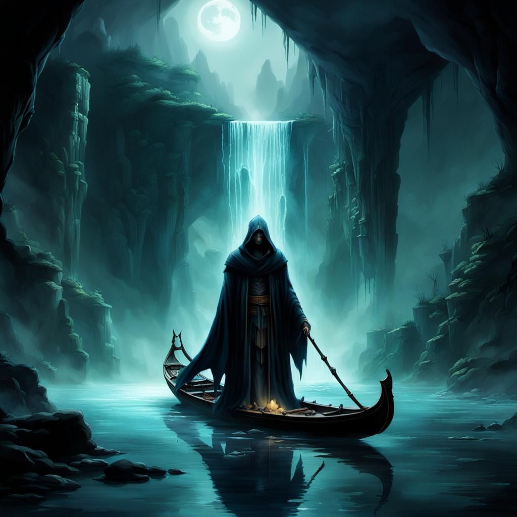 Ethereal River Styx in a Hyperrealistic Landscape