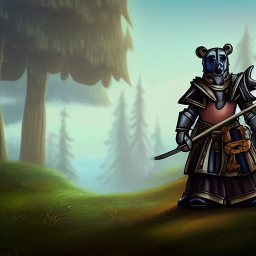 Paladin and Stuffed Bear Companion