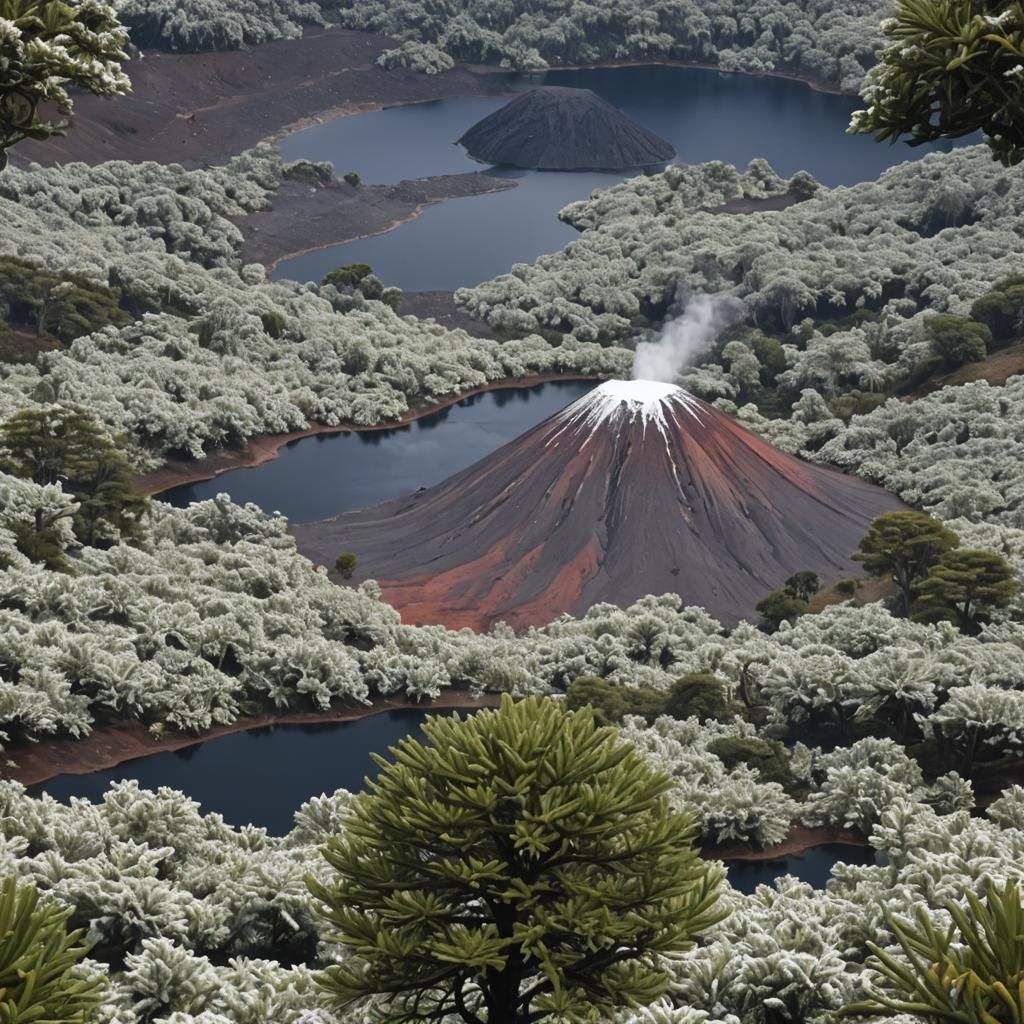 Araucaria and Dormant Volcano Landscape