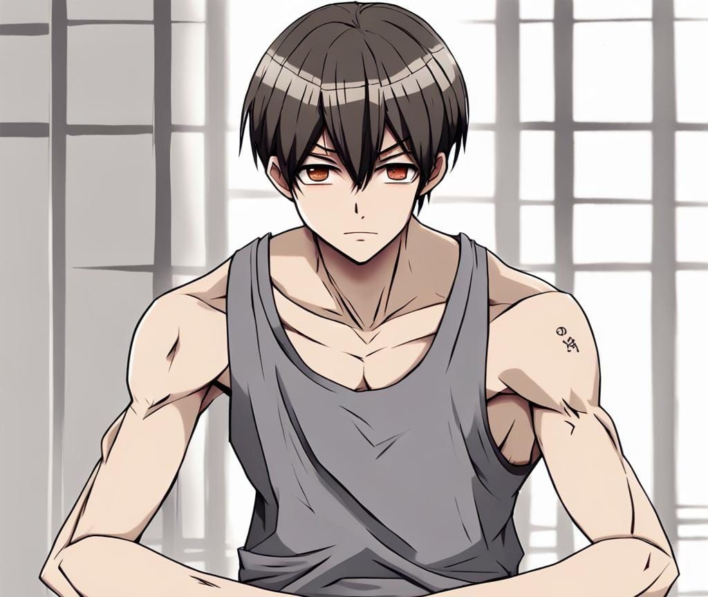 Scarred Monk in Anime Key Visual Style