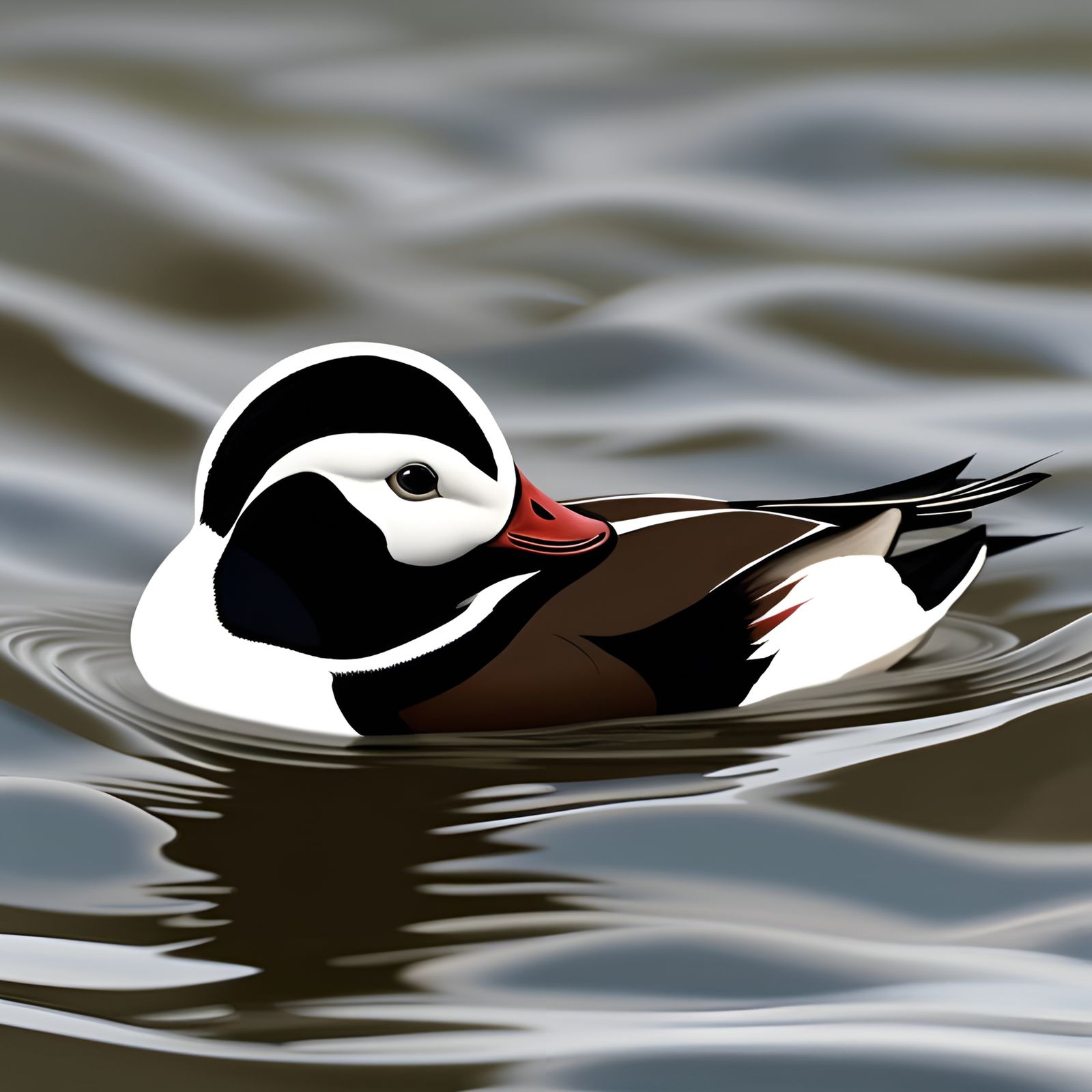 Long-tailed Duck Diving, Splash Art Style