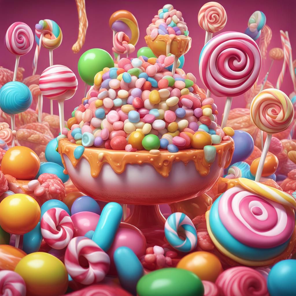 Whimsical Candyland Art: Nursery Rhymes in Candy Style