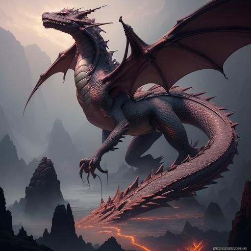 Dragon and Woman: Detailed Fantasy Concept Art