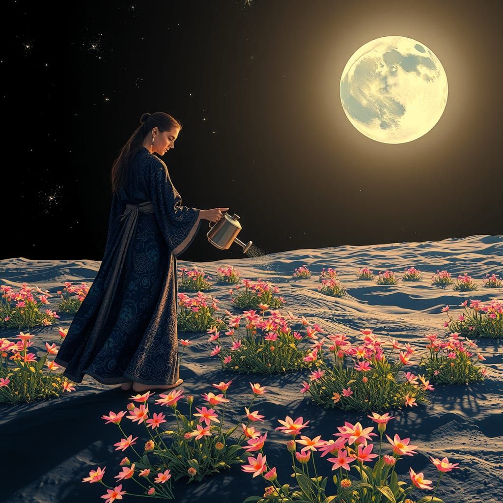 Lunar Gardener Waters Star Meadow, Earthrise