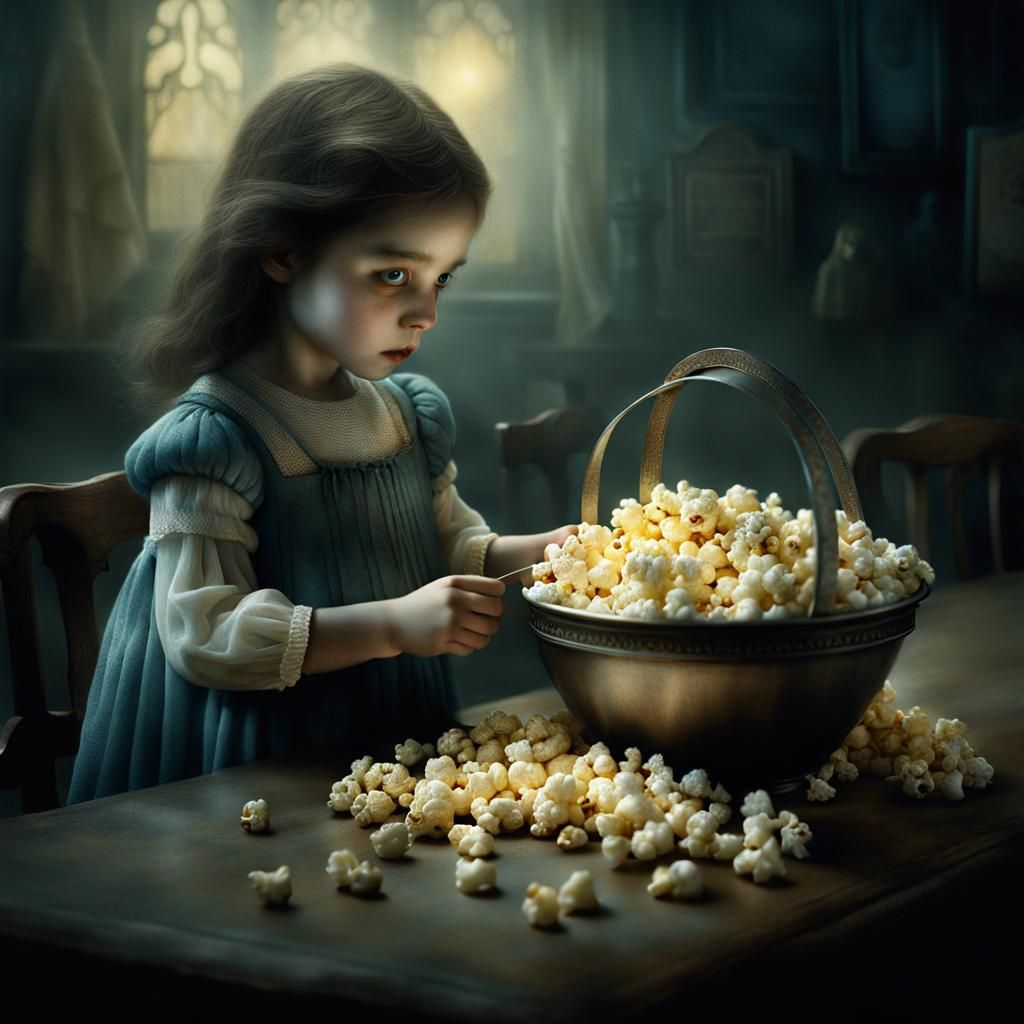 Eerie Encounter: Girl Buying Popcorn from a Demon
