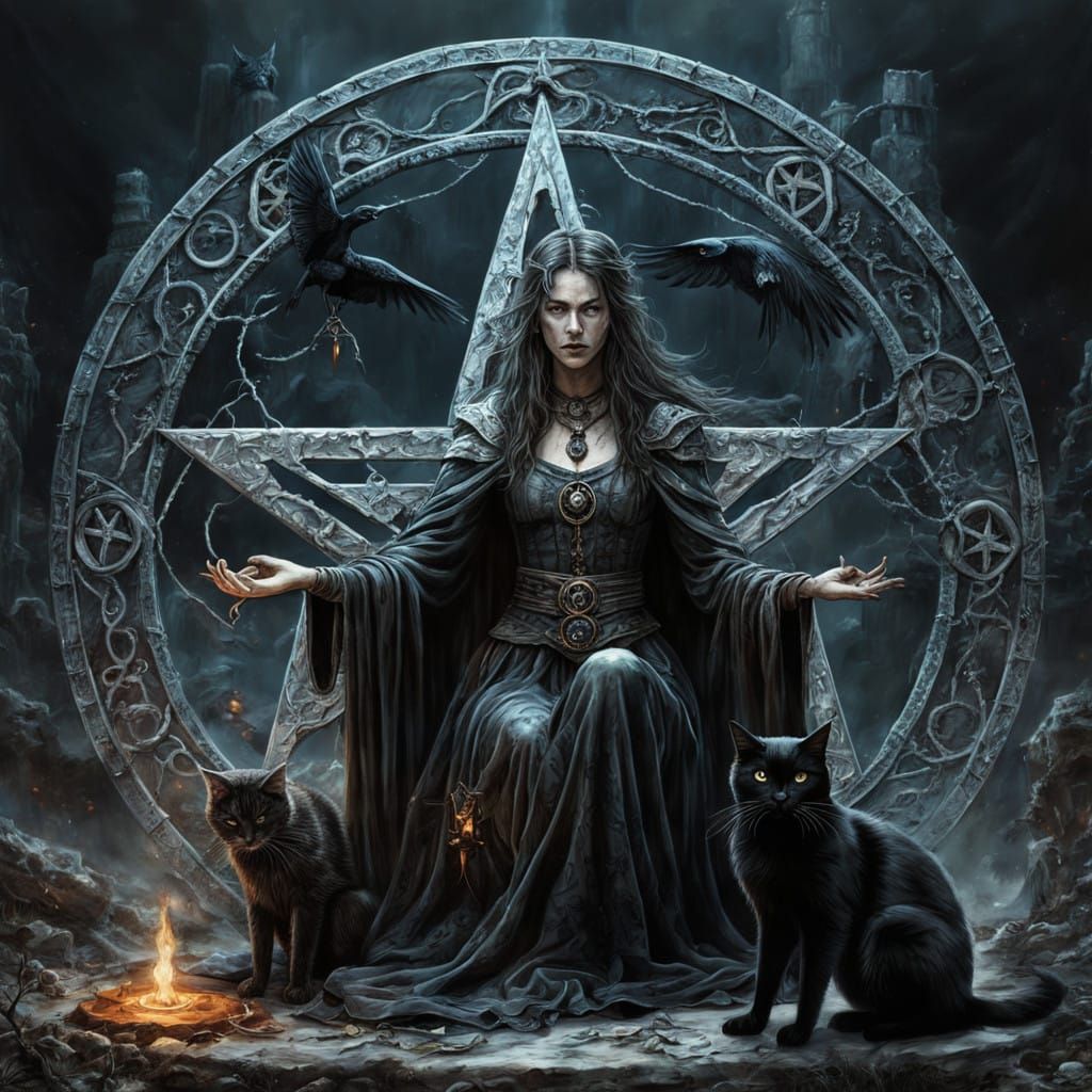 Dark Fantasy Pentacle Scene in Grunge Style