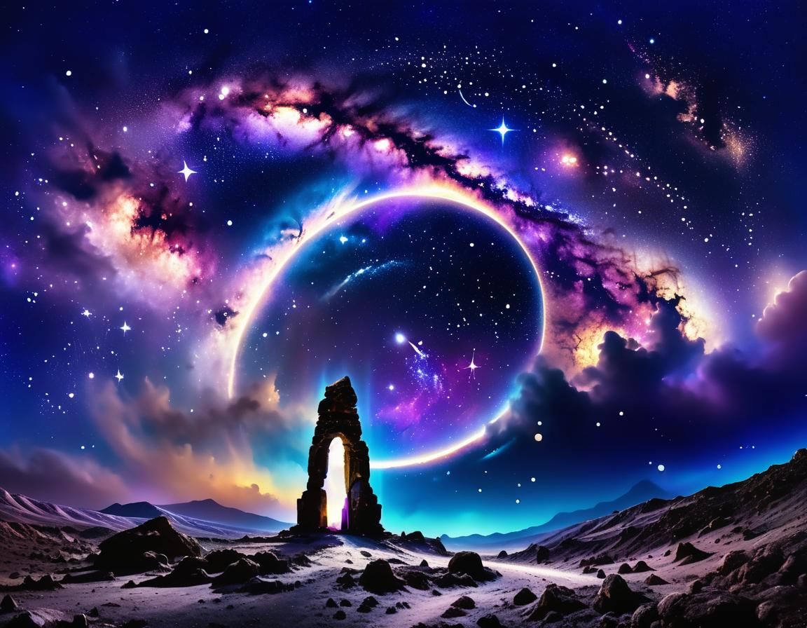 Ancient Stargate Amidst a Vibrant Milky Way