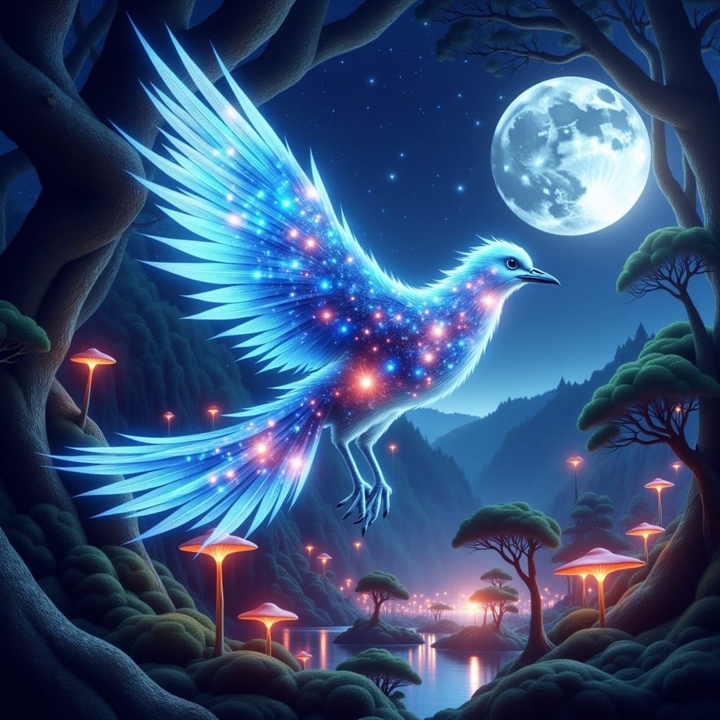 Luminous Songbird of Eldrador in Whimsical, Fantastical Styl...