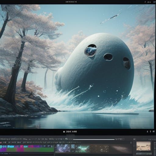 Vibrant 1950s Blob on Breadcrumb Trail in Cyberpunk Style