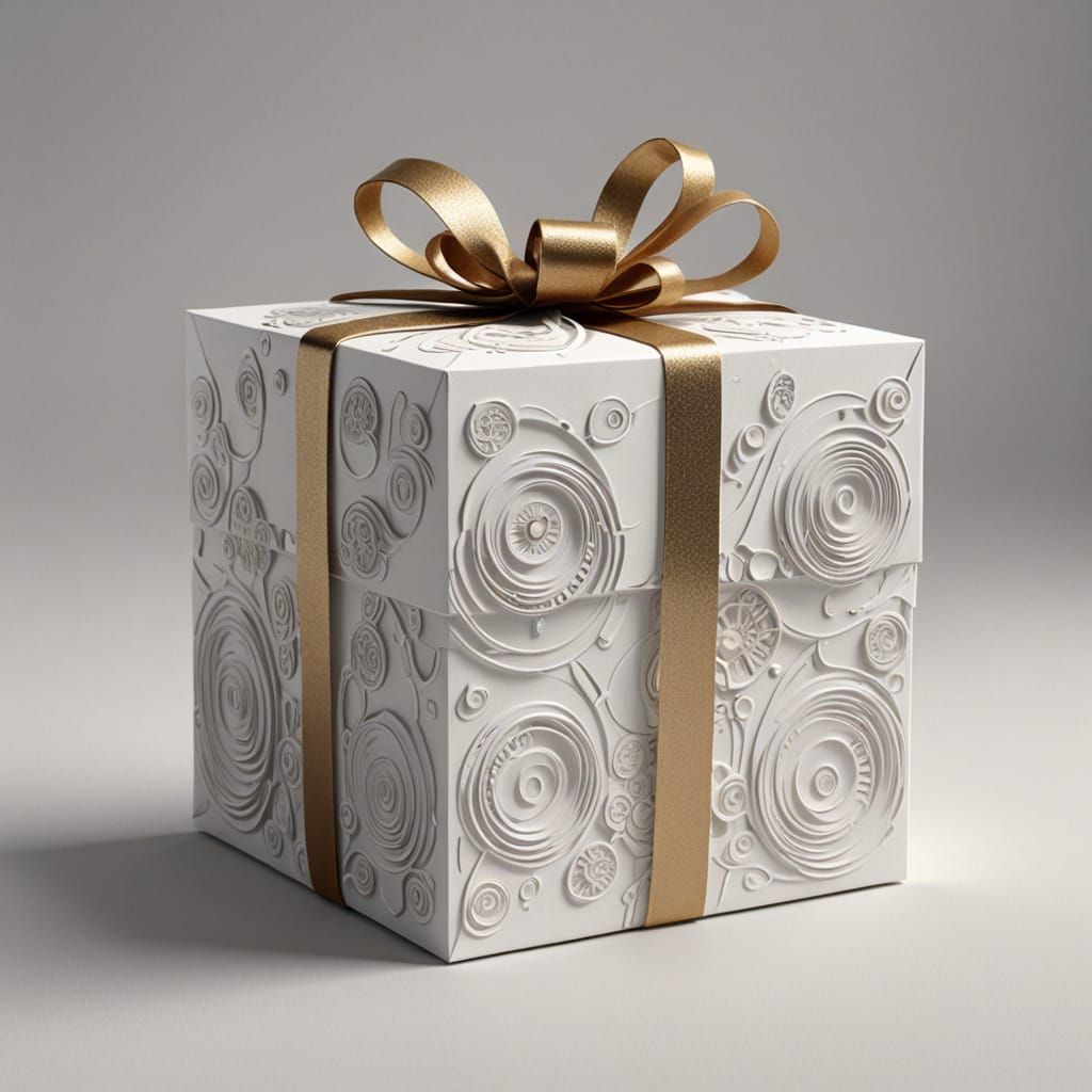 Hyperrealistic Paper Gift Box in Japanese Wasabi Style