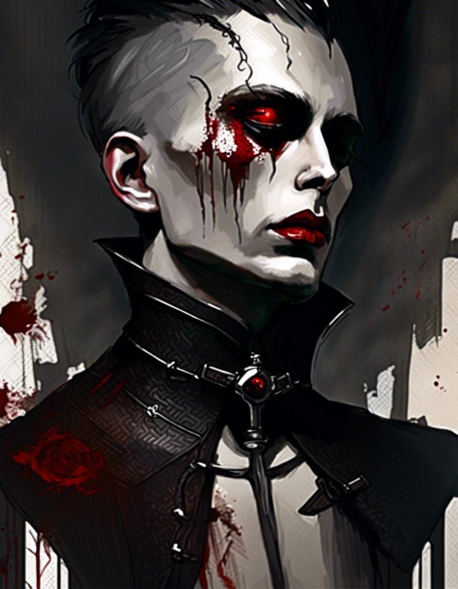 Gothic Fallen Priest with Sinister Eyes