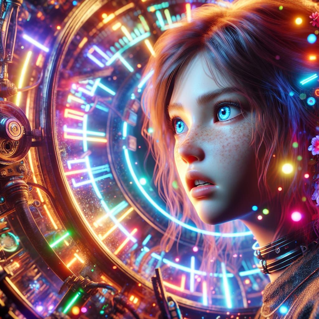 Brunette Struggles to Enter Disappearing Time Machine