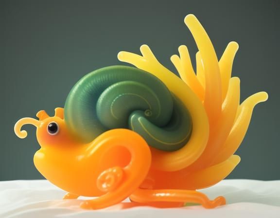 Macaroni Polymita Snail Sculpture on White Muslin