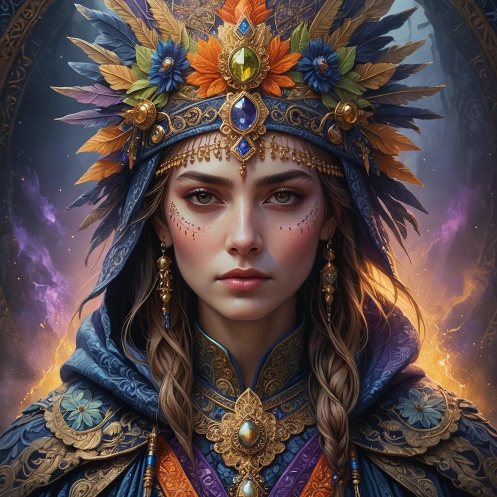 Fantasy Portrait of Woman with Sword in Digital Art