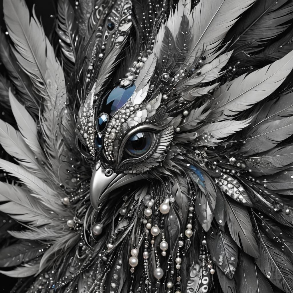 Iridescent Metallic Creature in Surrealist Digital Art