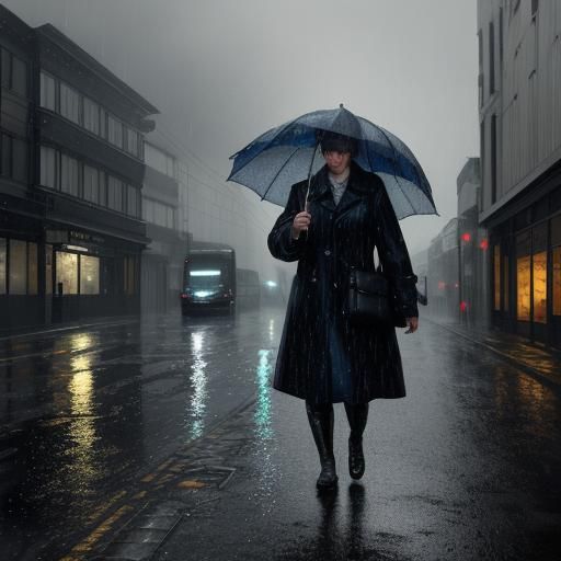 Stormy Cityscape in Impressionist Style