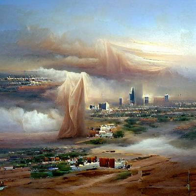 City Engulfed by Haboob: An Oil Painting