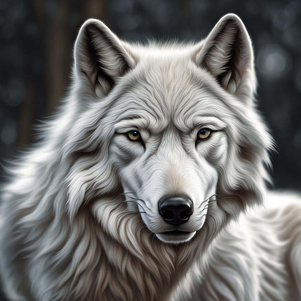 Hyperrealistic White Wolf in High Definition
