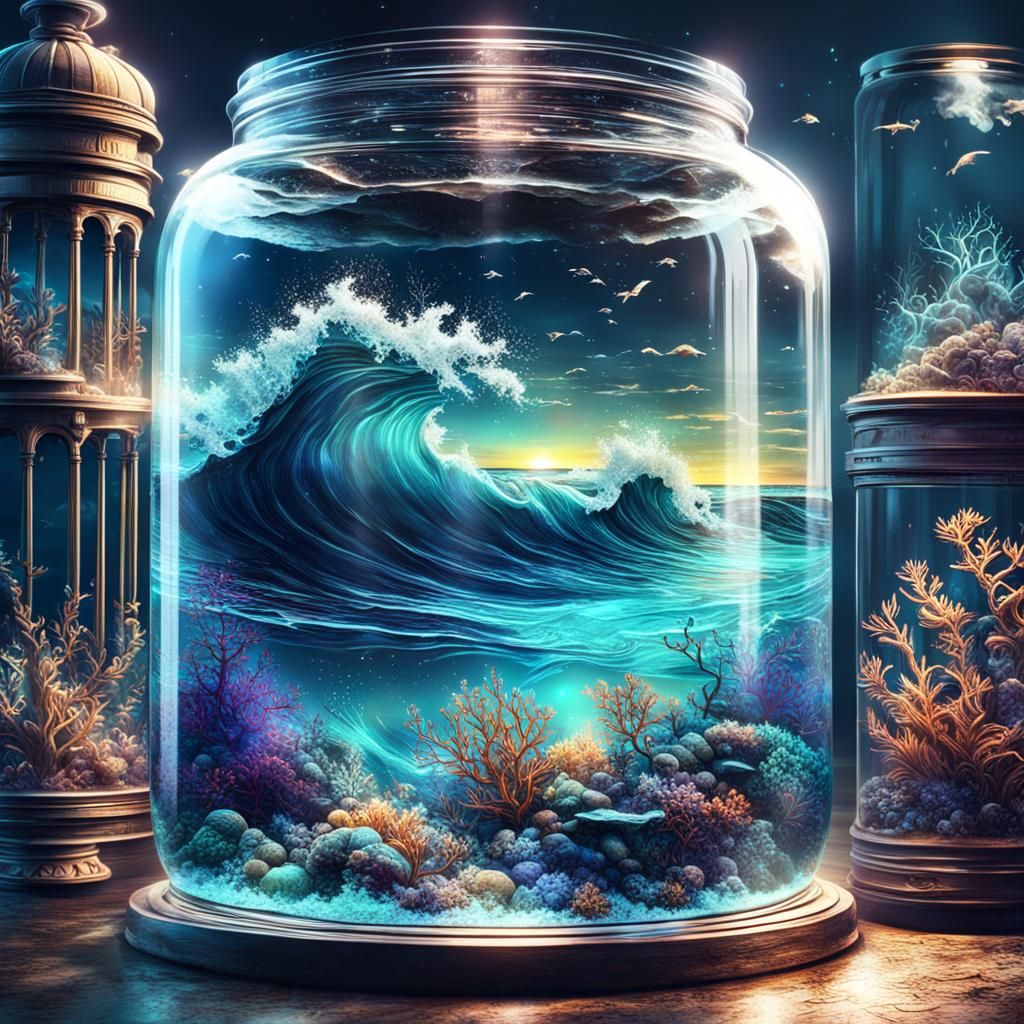Luminescent Ocean in a Jar at Midnight
