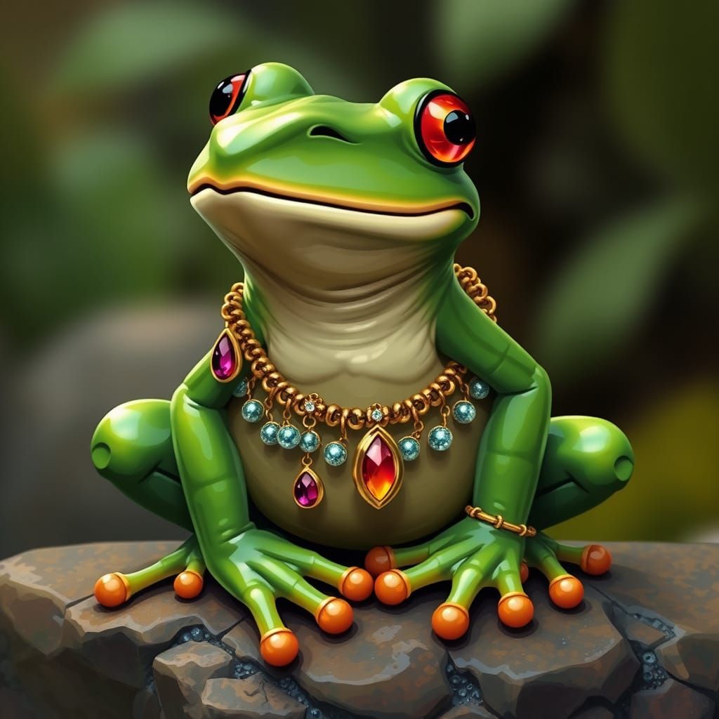 Luxurious Frog Adorned with Vibrant Jewels