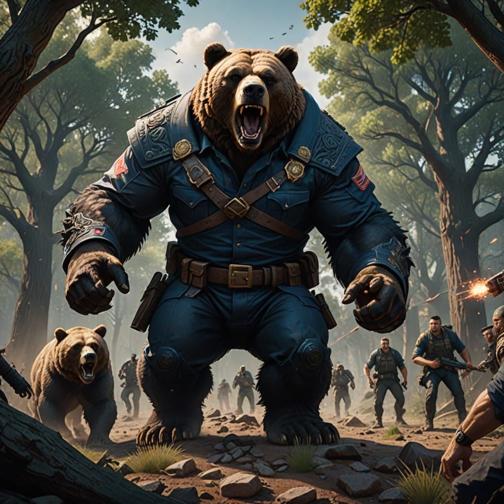 Man Engaged in Epic Fist Fight with Bear in Regionalist-Insp...