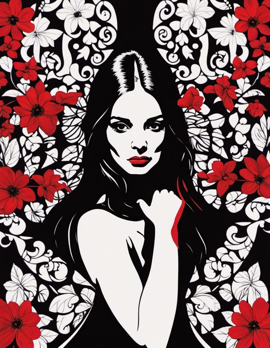 Black and white and red