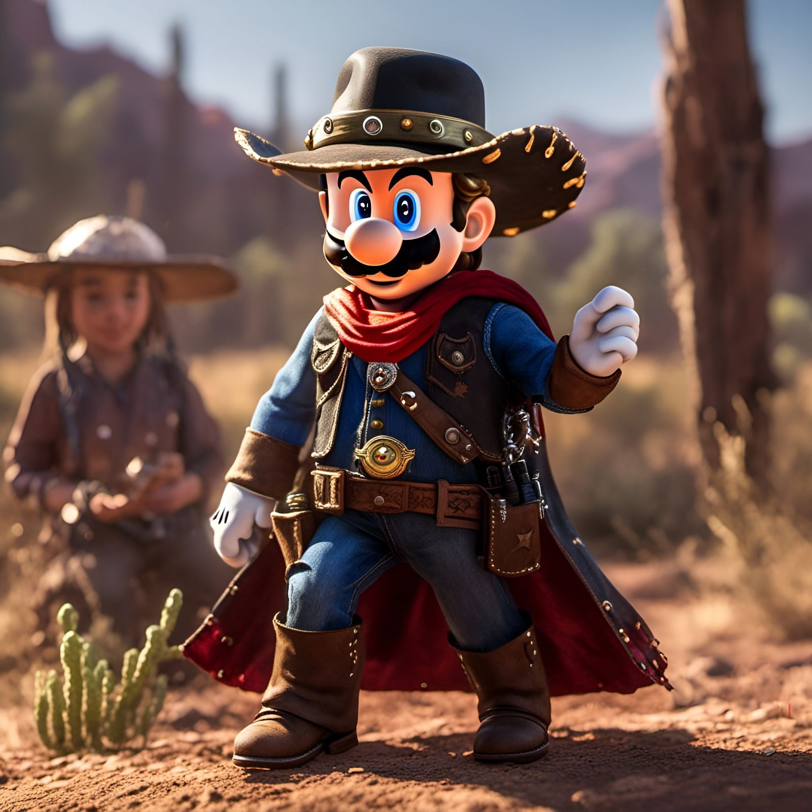 Super Mario as Cowboy in Red Dead Redemption