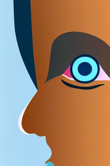 Medical Illustration: Face in Darkness, Single Eye