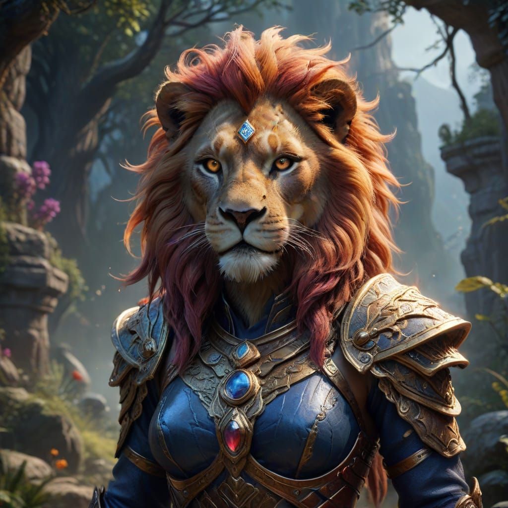 Surreal Female Lioness in Detailed Fantasy Art
