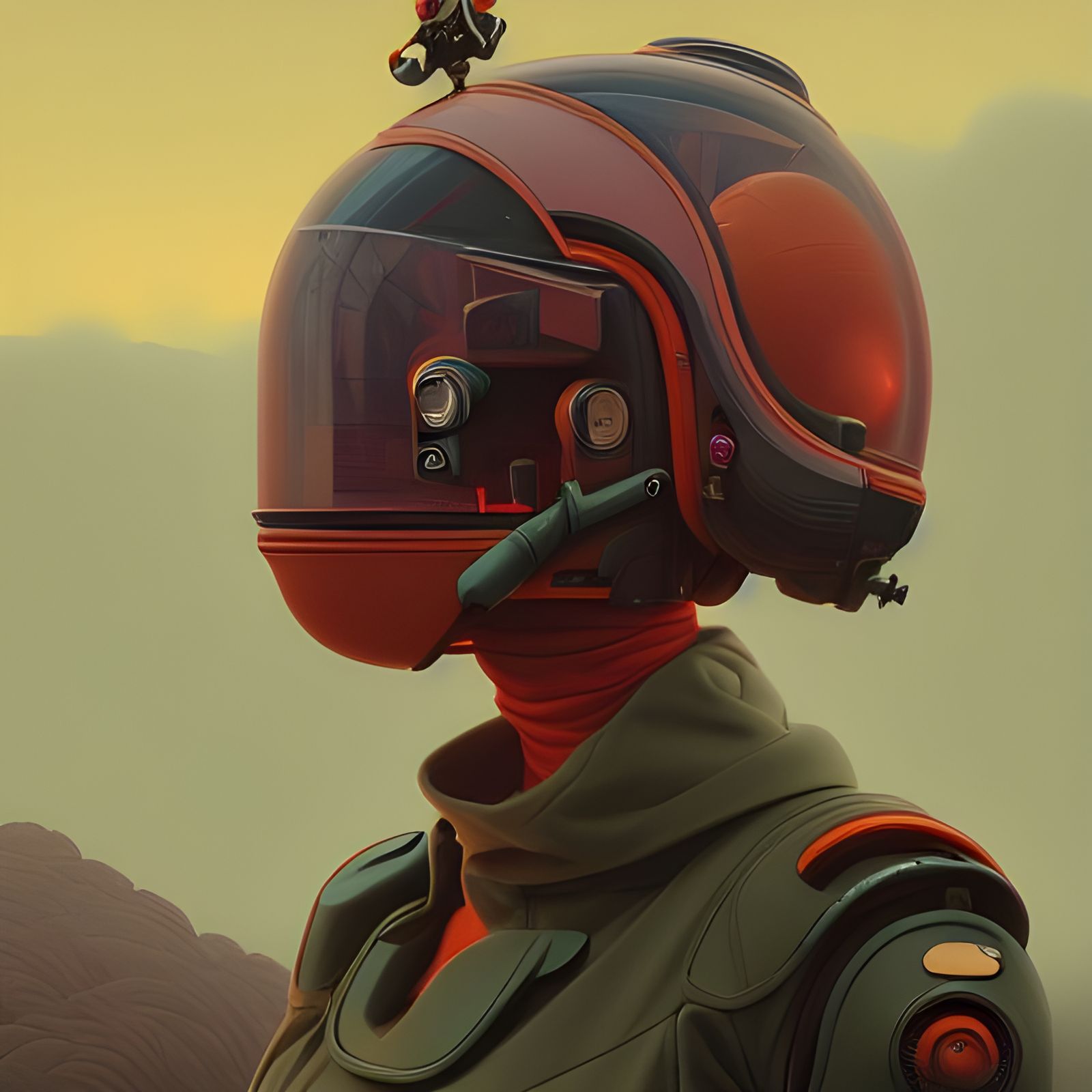 Mechanized Woman Portrait in Digital Illustration Style